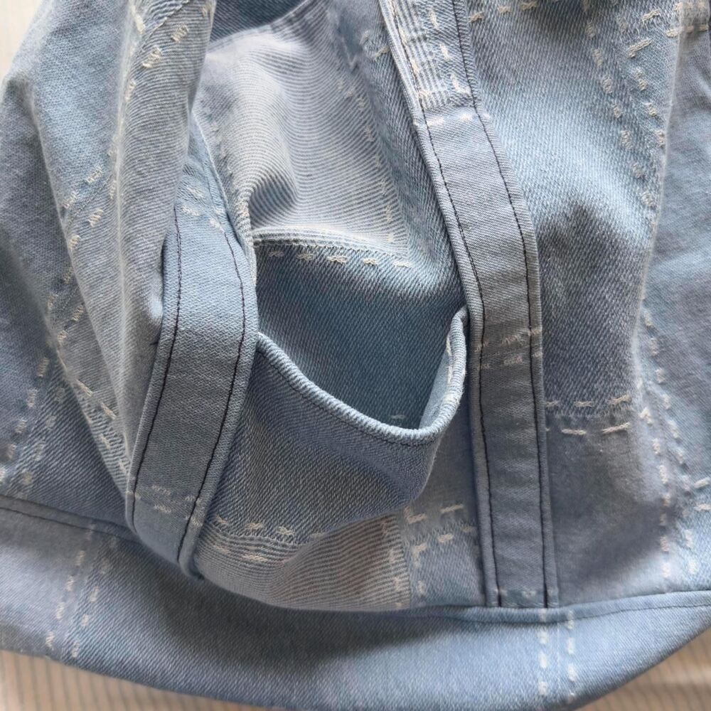 PatchworkDenim Tote Bag with Contrast Stitching #denim #totebag - Picture 4 of 4
